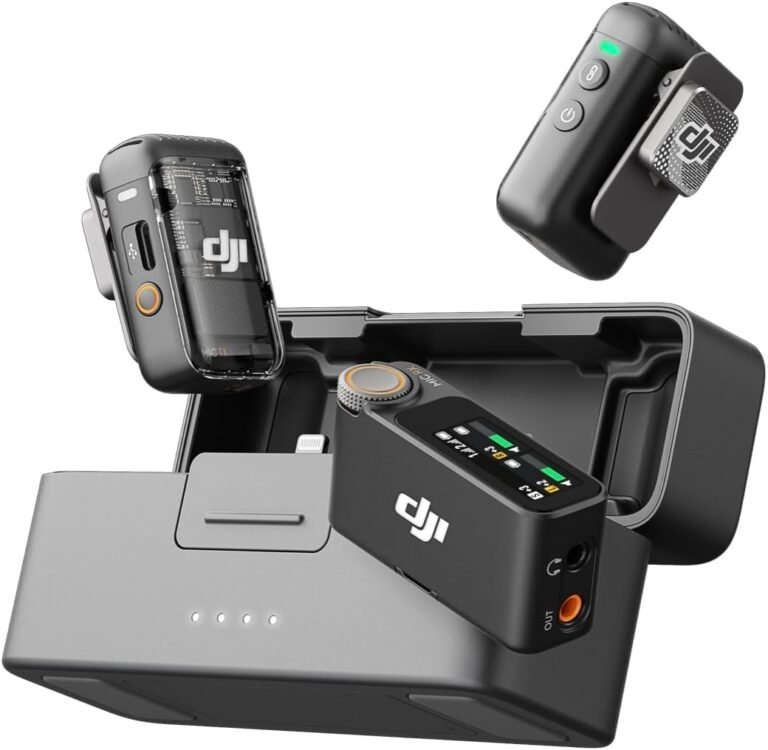 DJI Mic 2 wireless microphone system with transmitters, receiver, and charging case.